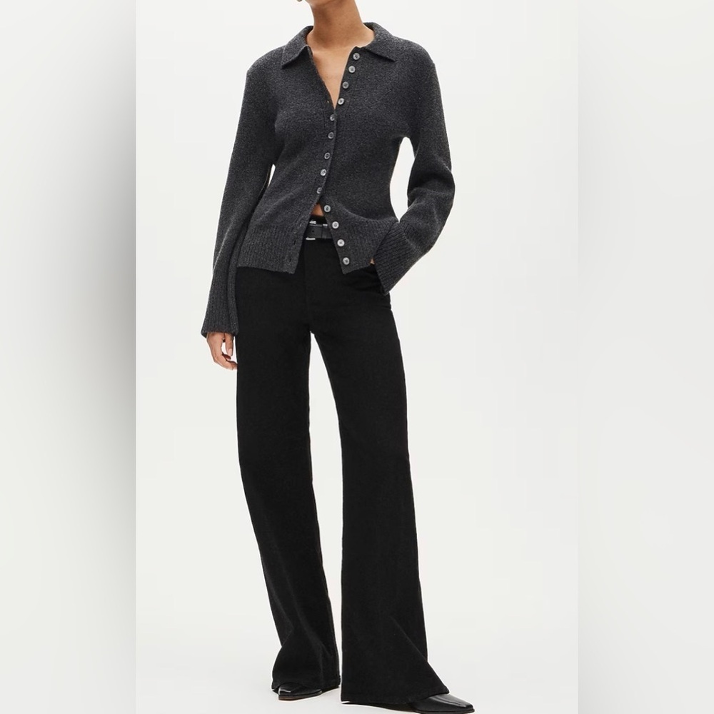 JCrew Milano cinched-waist cardigan, charcoal SzSmall - Picture 2 of 10